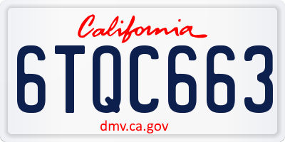 CA license plate 6TQC663