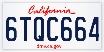 CA license plate 6TQC664