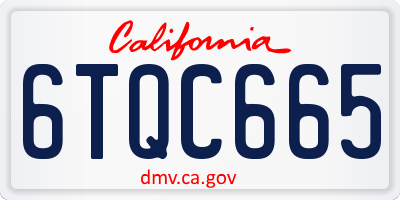 CA license plate 6TQC665