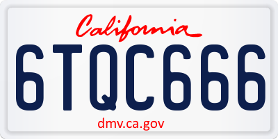 CA license plate 6TQC666