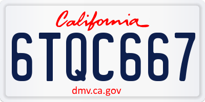 CA license plate 6TQC667