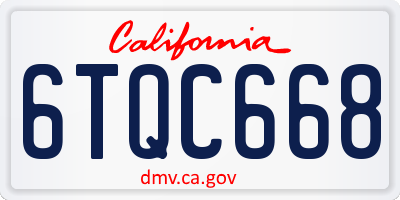 CA license plate 6TQC668