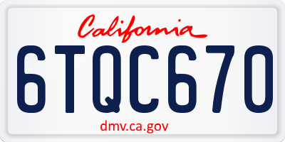 CA license plate 6TQC670