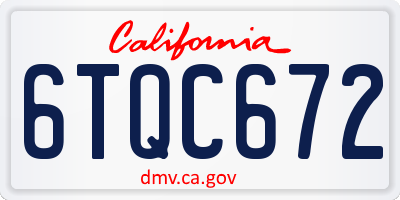 CA license plate 6TQC672