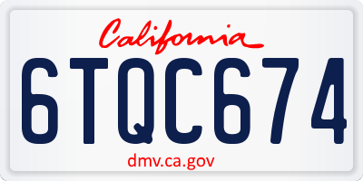 CA license plate 6TQC674