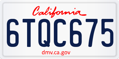 CA license plate 6TQC675