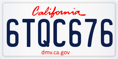 CA license plate 6TQC676