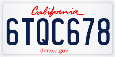 CA license plate 6TQC678