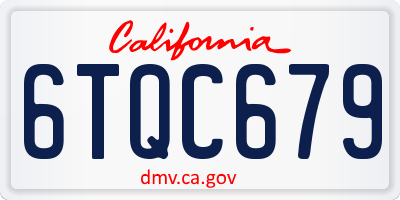 CA license plate 6TQC679