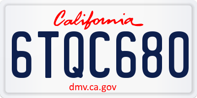 CA license plate 6TQC680