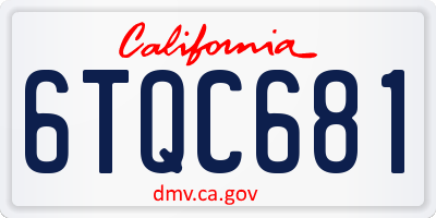 CA license plate 6TQC681