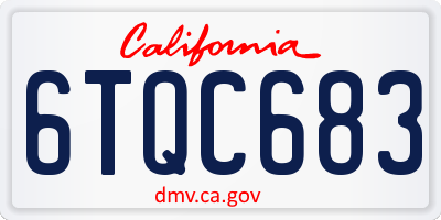 CA license plate 6TQC683