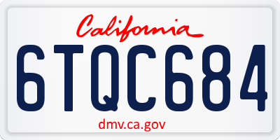 CA license plate 6TQC684