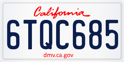 CA license plate 6TQC685