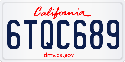 CA license plate 6TQC689