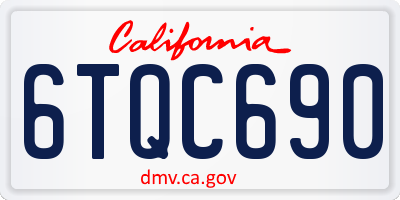 CA license plate 6TQC690