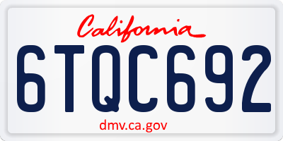 CA license plate 6TQC692