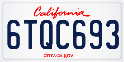 CA license plate 6TQC693