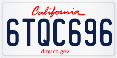 CA license plate 6TQC696