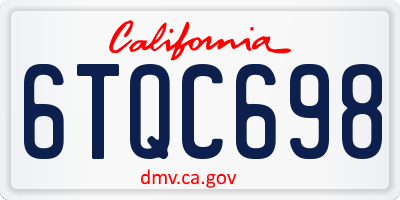 CA license plate 6TQC698