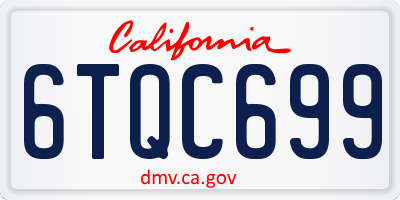 CA license plate 6TQC699