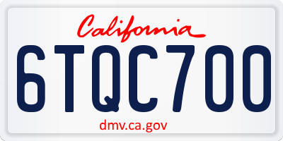 CA license plate 6TQC700