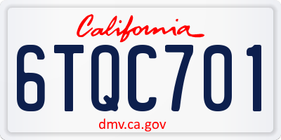 CA license plate 6TQC701