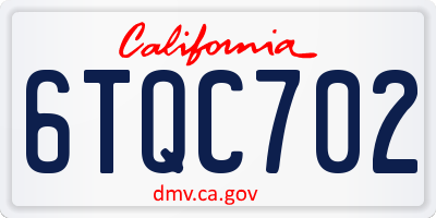 CA license plate 6TQC702