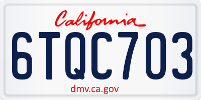 CA license plate 6TQC703