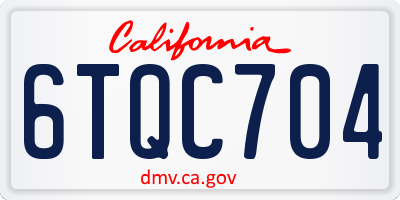 CA license plate 6TQC704