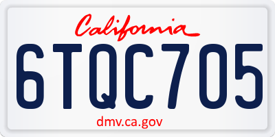 CA license plate 6TQC705