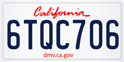 CA license plate 6TQC706