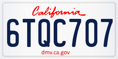 CA license plate 6TQC707