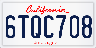 CA license plate 6TQC708