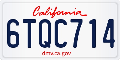 CA license plate 6TQC714