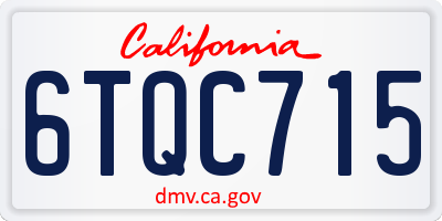 CA license plate 6TQC715