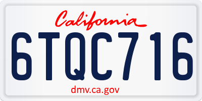 CA license plate 6TQC716