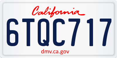 CA license plate 6TQC717