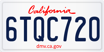 CA license plate 6TQC720