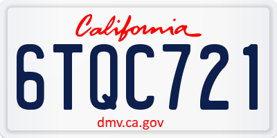 CA license plate 6TQC721