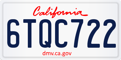 CA license plate 6TQC722