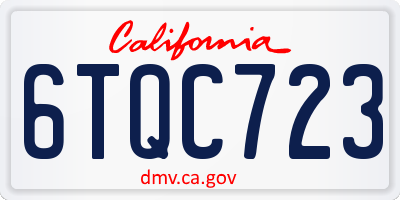 CA license plate 6TQC723