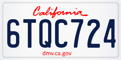 CA license plate 6TQC724