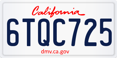 CA license plate 6TQC725