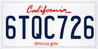 CA license plate 6TQC726