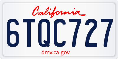 CA license plate 6TQC727