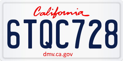 CA license plate 6TQC728