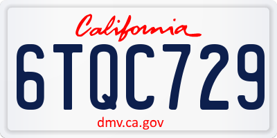 CA license plate 6TQC729