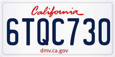 CA license plate 6TQC730