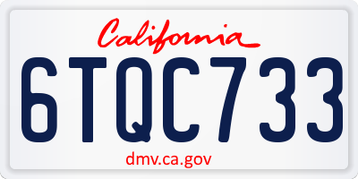 CA license plate 6TQC733